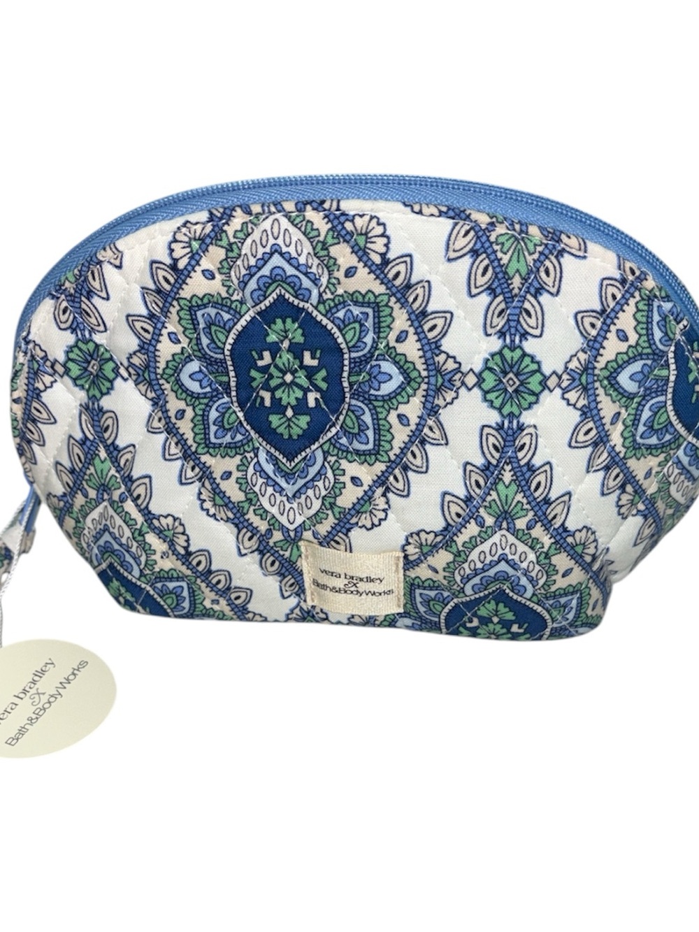 Vera Bradley/Bath & Body Works Blue Paisley/gingham Quilted Cosmetic Pouch New